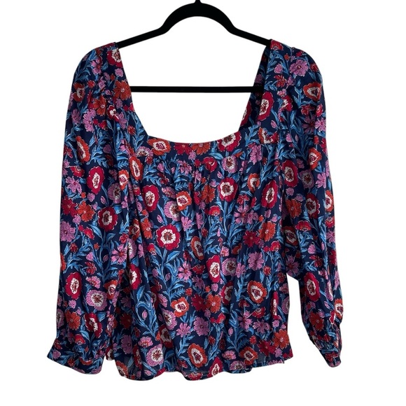 Vineyard Vines Tisbury Floral Square Neck Top Womens Medium Coastal Cottage - Picture 6 of 15